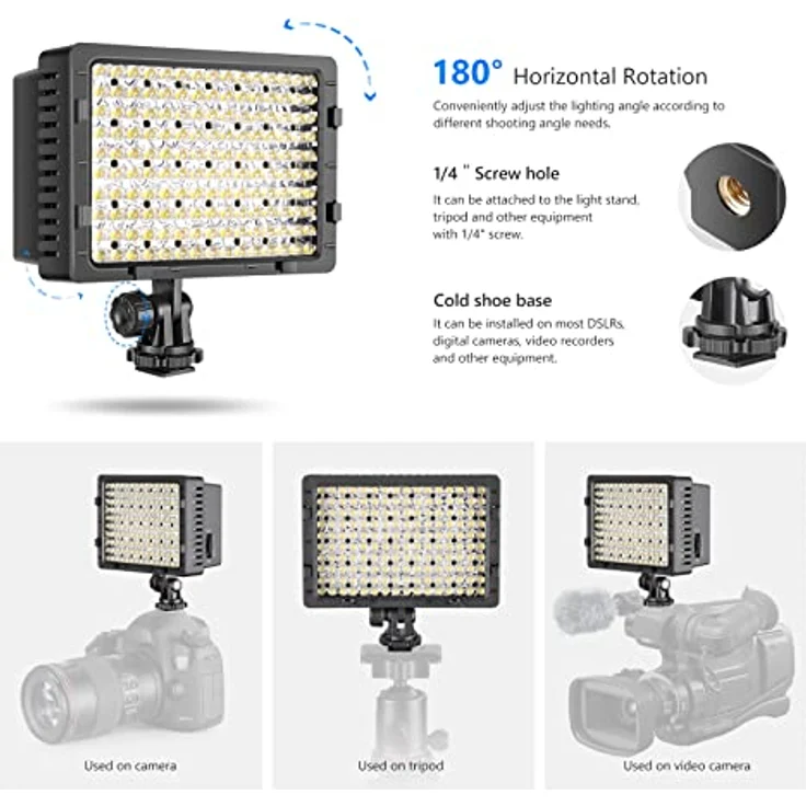 Neewer CN-160 160PCS LED Dimmbare Ultrahoch Power Panel Digitalkamera / Camcorder Videolicht Videolampen Videobeleuchtung für Canon, Nikon, Pentax, Panasonic, Sony, Samsung und Olympus Digital SLR Kameras (CN-160) - Preisvergleich – Bild 5