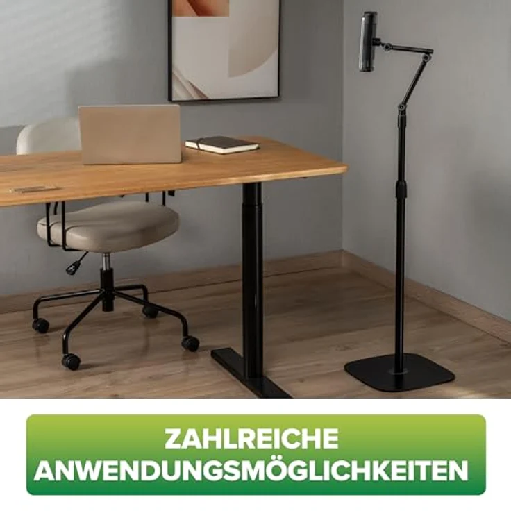 InLine Tablet Halterung mit Bodenplatte aus Metall, höhenverstellbar bis 1,63m, universell bis 12,9", schwarz – Bild 5