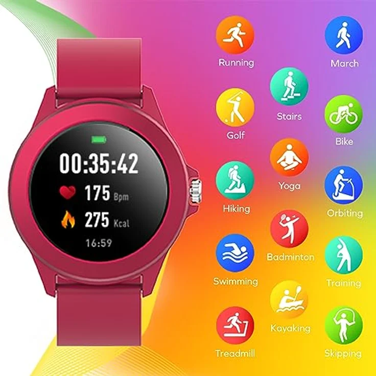 FOREVER Colorum CW-300 Rosa Smartwatch Wasserdicht IP68 - Pulsuhr mit Schrittzähler Schlaftracker Kalorienzähler - Lange Akkulaufzeit - Android/iOS Sportuhr Damen Herren Unisex Stilvolles Design – Bild 5
