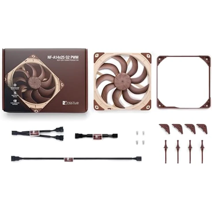 Noctua NF-A14x25 G2 PWM, leiser 140mm PC-Lüfter in Premium-Qualität, 4-Pin (Braun) – Bild 4