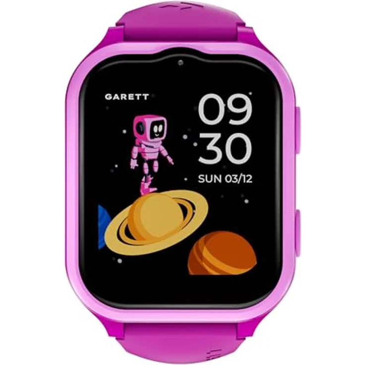 garett Smartwatch Kinder - 1,69″ LTE mit Face Unlock, GPS GEO-Zaun, Videoanruf, SOS und eSIM 4G, Schwarz – Bild 3
