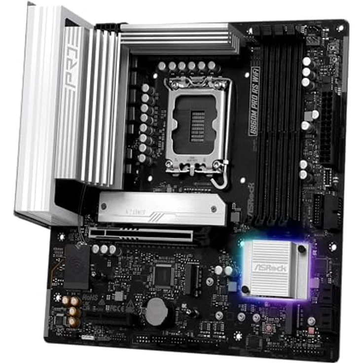 ASRock B860M Pro RS Wifi 1851 mATX HDMI/DP DDR5 Mainboard, Intel XMP support, Dual DDR5-5600, WiFi 6E & Bluetooth 5.3, Realtek RTL8125BG 2.5 Gigabit LAN, HDMI 2.1, schwarz – Bild 6