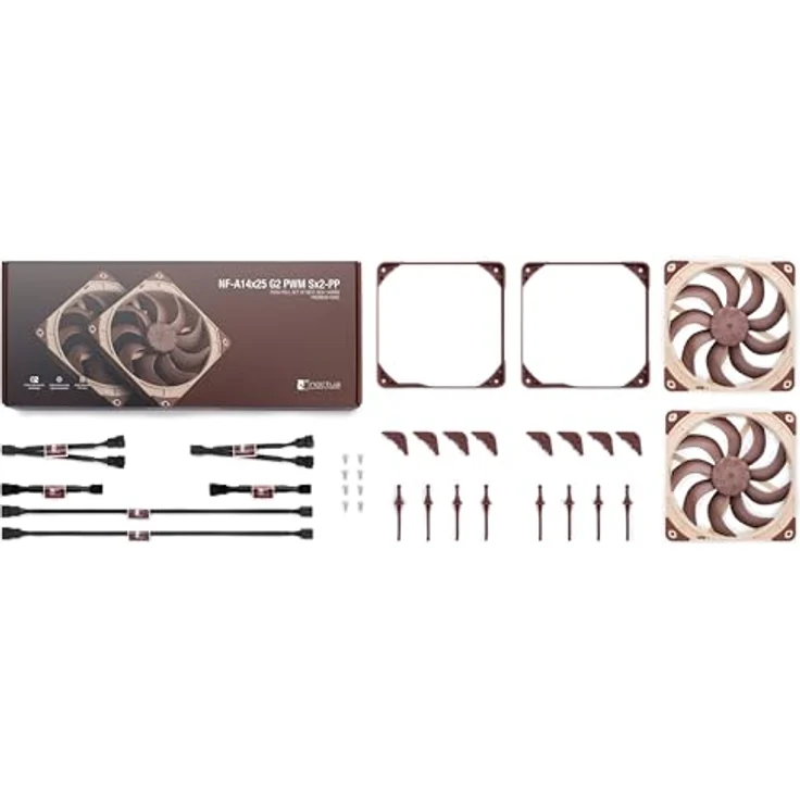 Noctua NF-A14x25 G2 PWM Sx2-PP Gehäuselüfter Set in Braun, ideal für Push-Pull und Side-by-Side Anwendungen – Bild 4