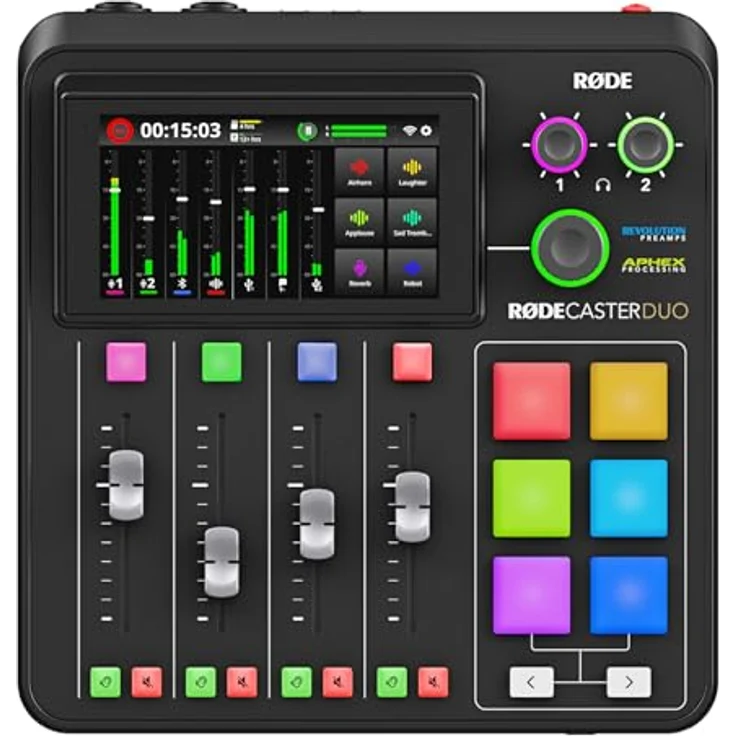 RØDE Rodecaster Duo Mischpult, Standalone-Gerät mit Dual USB Audio Interface, inkl. Rodecover Duo Schutz-Abdeckung und keepdrum Mikrofasertuch – Bild 2