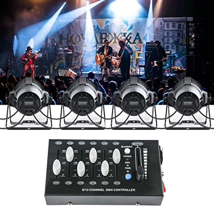 wecan DMX Controll Lichtmischpult, 12-Kanal Dimmer DMX Controller mit tragbarem Design für Par Lights und Fog Machines, schwarz – Bild 2