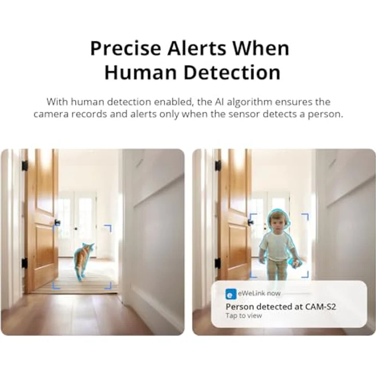 SONOFF CAM-S2 Indoor Security 2.4GHz WiFi Smart Überwachungskameras, 1080P HD, Ultra Clear Night Vision, Körpererkennung, Zwei-Wege-Audio, Alexa/Google Assistant, IFTTT, weiß – Bild 5
