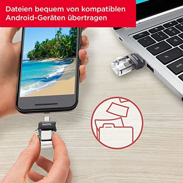 SanDisk Ultra 128GB Dual USB Flash Drive USB M3.0 up to 150 MB-s – Bild 2