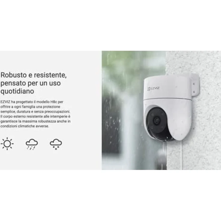 EZVIZ Drahtlose Wi-Fi-Kamera H8C, 1080p, DOME PT, F4 mm, gesteuert, IP65, (1920 x 1080 Pixels), Netzwerkkamera, Weiss – Bild 5