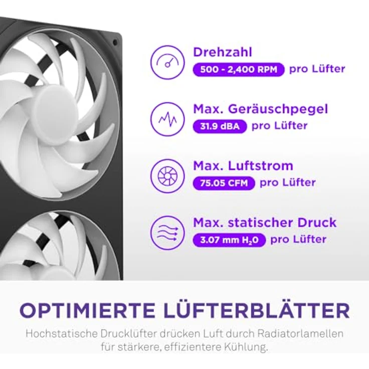 NZXT Kraken Core 240 RGB, AIO CPU-Wasserkühler mit 240-mm-Radiator und leisen PWM-Lüftern, kompatibel mit Intel® LGA 1851/1700/1200/115X & AMD® AM5/AM4, Schwarz – Bild 5