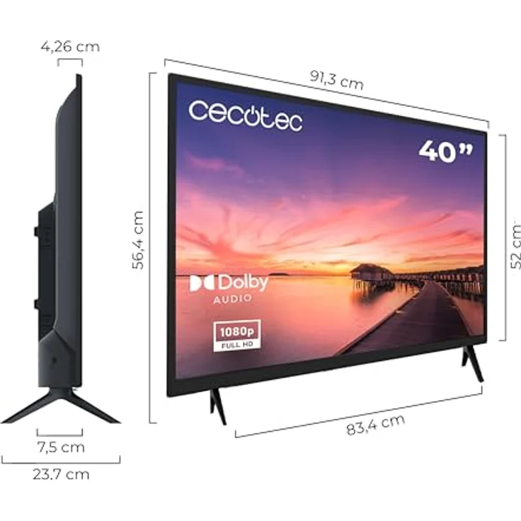 Cecotec 0 Serie 0040, 40 Zoll LED-Fernseher mit Full HD, Dolby-System, 16W Lautsprecher, 3 HDMI und 2 USB-Anschlüsse – Bild 2