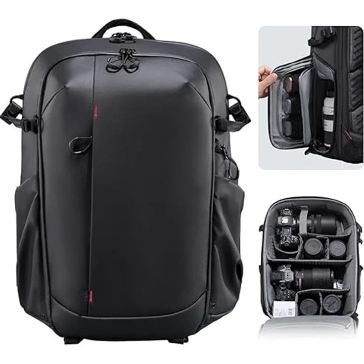 Ulanzi BP09 Fotorucksack, 22 l Kameratasche mit seitlichem Schnellzugang, schwarz – Bild 3