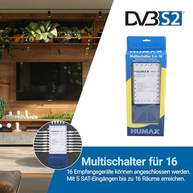 Humax HMS 516 5x16 Multischalter für 16 Teilnehmer (Quattro und Quad LNB, Netzteil mit Standby Funktion) – Bild 6