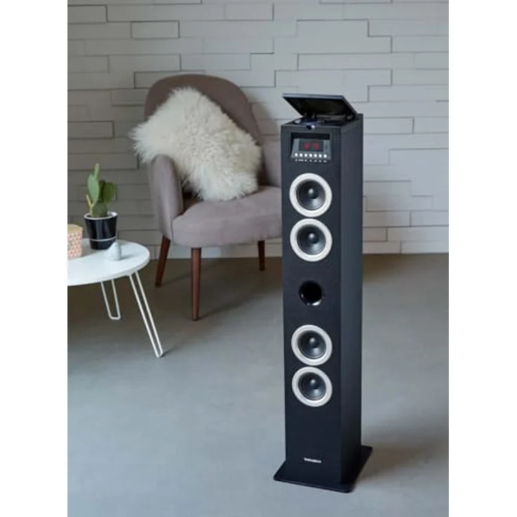 Thomson, Multimedia Tower with CD Player - Zwart Standlautsprecher - 60 Watt - schwarz – Bild 4
