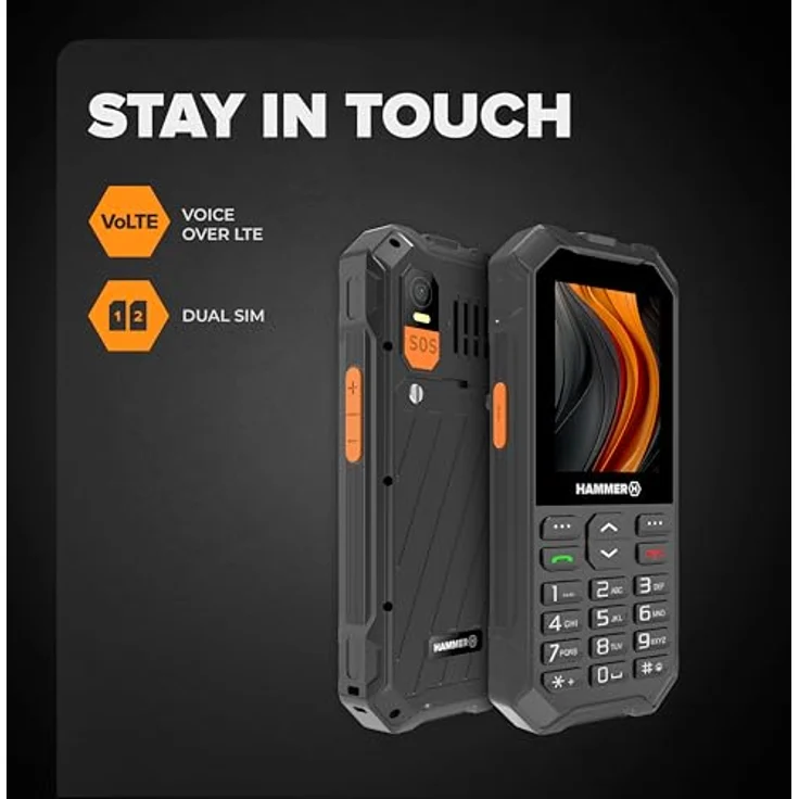 Hammer 6 4g 2.4´´ Schwarz Schwarz One Size - Robustes Seniorenhandy mit IP68 Zertifizierung und 7 Tage Akkulaufzeit – Bild 5