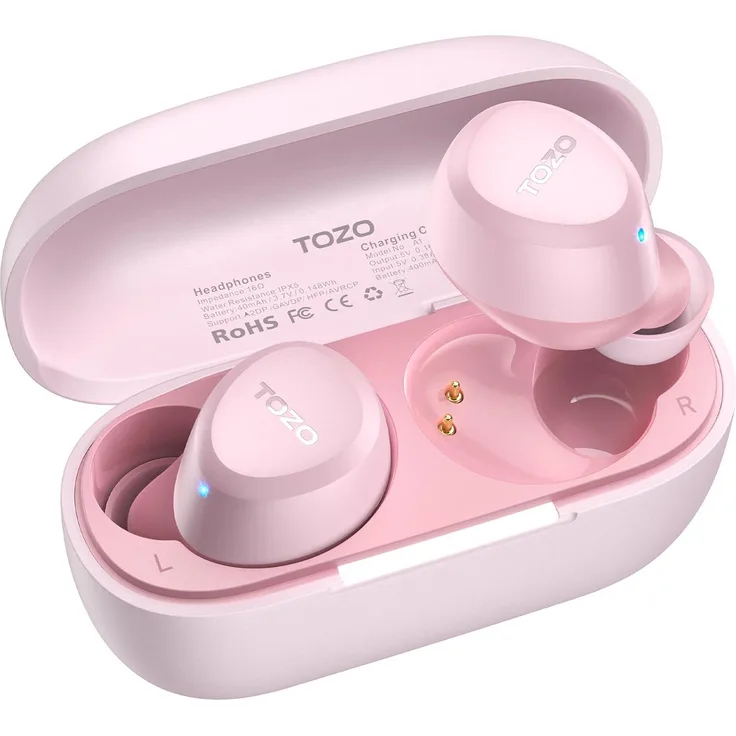TOZO NC9, Kabellose In-Ear Kopfhörer mit Bluetooth 5.3, Hybrid ANC, 60h Laufzeit, Deep Bass, IPX8, App-Steuerung, schwarzes Design