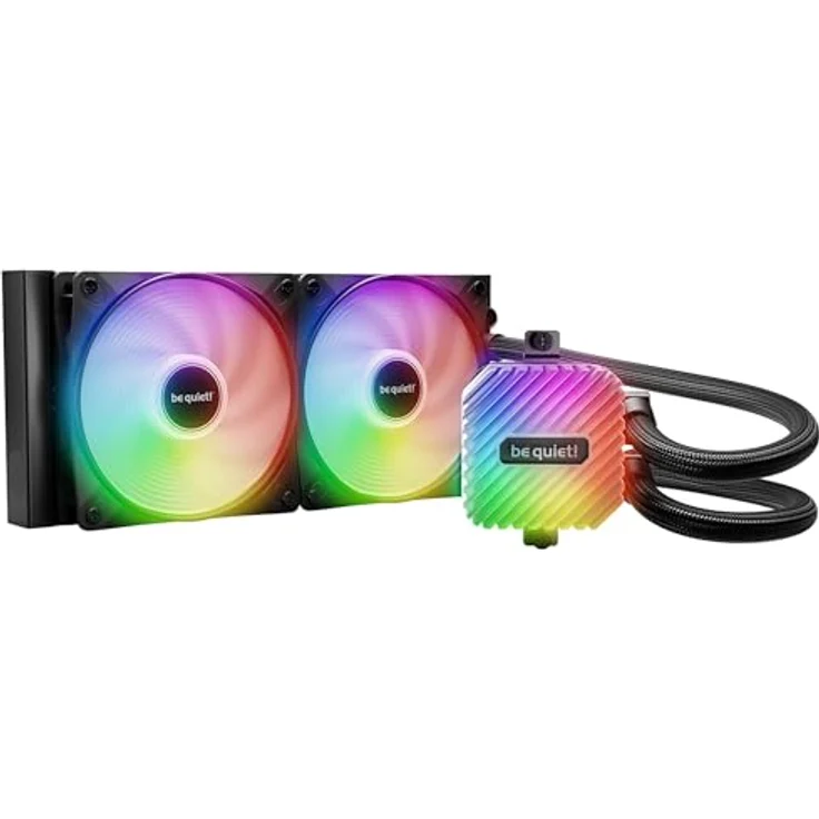 be quiet! Light Loop 240mm Black Wasserkühlung für übertaktete Systeme, 2x Light Wings LX 120mm PWM high-speed ARGB Lüfter, Stylischer ARGB-Kühlblock, mit ARGB-PWM-Hub, beeindruckend hohe Kühlleistung – Bild 1