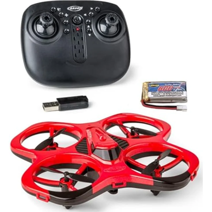 Tamiya Cyber Drone IR RTF, Flugfertige Kameradrohne mit 3,7V/600mAh Lipo Akku, rot – Bild 1