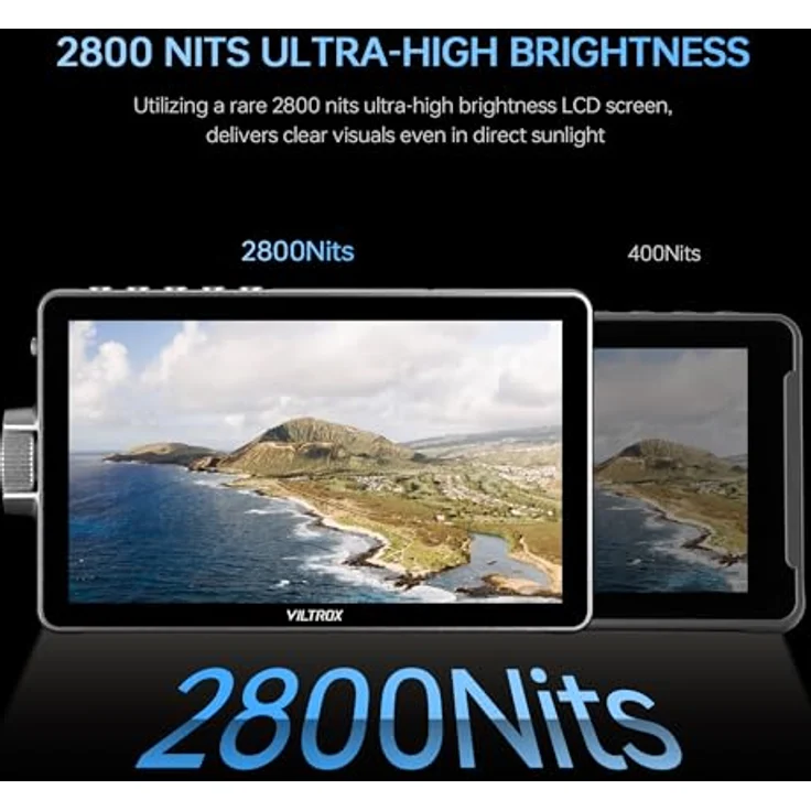 VILTROX DC-A1, 7" Full HD Touchscreen Kamera Field Monitor mit 2800 Nits, 4K HDMI Loop In/Out, 3D LUTs, Waveform, Focus Assist und Akku – Bild 3