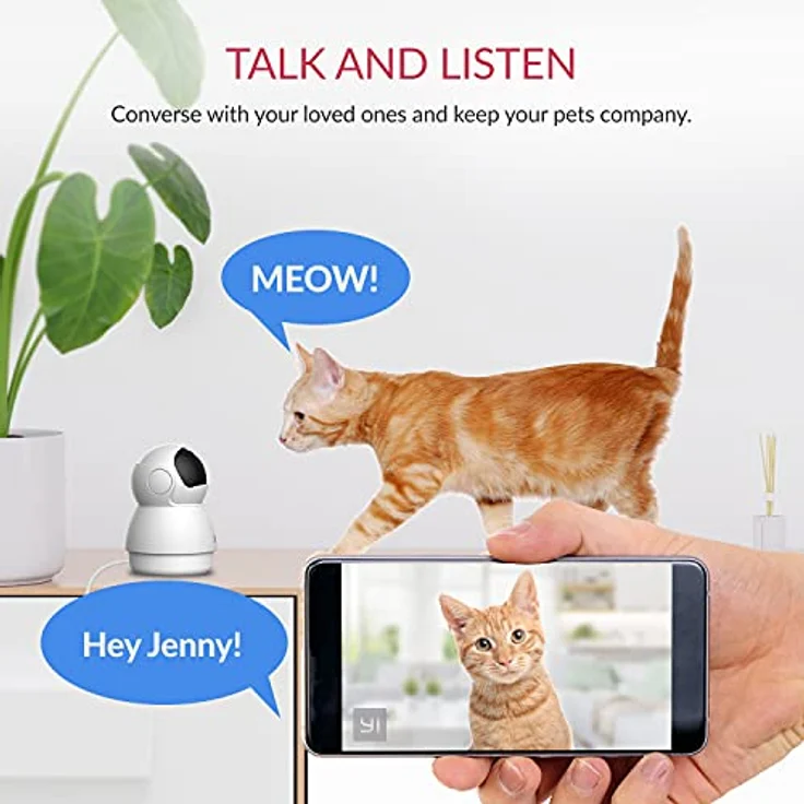 YI Kami Pet Dome Guard, 2K HD Netzwerkkamera mit 125° Weitwinkel, Künstlicher Intelligenz und Zwei-Wege-Audio, Weiss – Bild 6