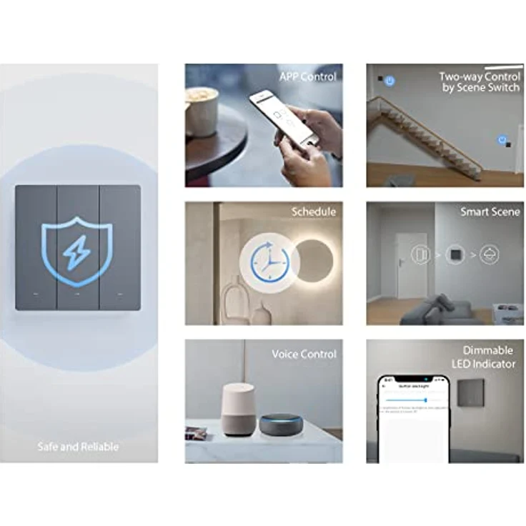 Sonoff Smart 2-Kanal WLAN Wandschalter intelligenter Wandschalter mit 2 Kanälen Schwarz (M5-2C-86) – Bild 7