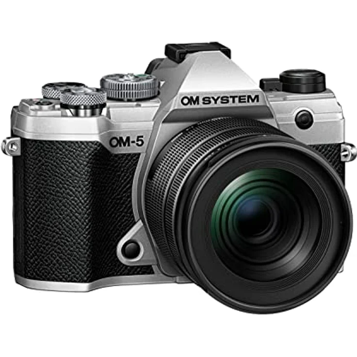 OM SYSTEM OM-5 Micro Four Thirds Systemkamera inkl. M.Zuiko Digital ED 12–45 mm PRO Objektiv, 20 MP Live MOS-Sensor, optimierte 5-Achsen-Bildstabilisierung, IP53, Silber/Schwarz – Bild 1