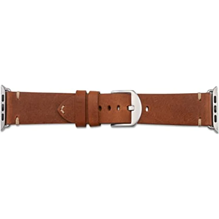 JT Berlin Watchband Alex II Vintage Armband, 42 mm, 44 mm, 45 mm, 46 mm, Braun, Silber für Apple Watch Series 1 und 2 – Bild 4