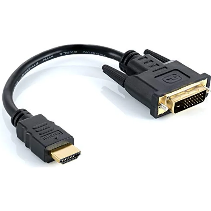Poppstar HDMI Stecker auf DVI Stecker (Adapter 19 Pin Stecker auf 24+1 (DVI-D) Stecker), vergoldete Kontakte, 20 cm Kabel