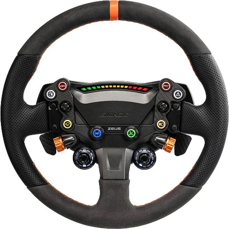 Simagic Zeus Sport Lenkrad, Gaming-Lenkrad mit RGB-Feedback, modularer Grip-Wechsel, CNC-Aluminium-Rückseite, Runddesign für Rallye und Drift, SimHub-kompatibel