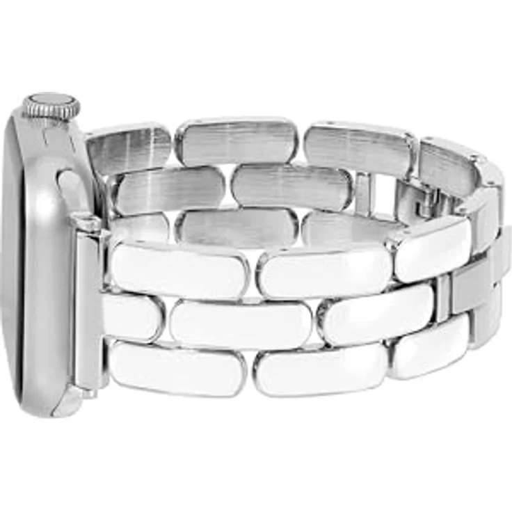 Anne Klein Modisches Armband für Apple Watch, verstellbares Metallglieder-Ersatzband in Weiß/Silber, kompatibel mit 42mm (Series 10) sowie 38/40/41mm, WK/1049SVWT38 – Bild 2