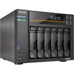 Asustor Lockerstor 6 Gen3 AS6806T 6 Bay NAS Netzwerkspeicher, AMD Ryzen Quad-Core 2.3 GHz, 16GB RAM ECC DDR5, 4 M.2 NVMe Slots, Dual 5GbE & Dual 10GbE Port, USB4 Type-C, Network Attached Storage