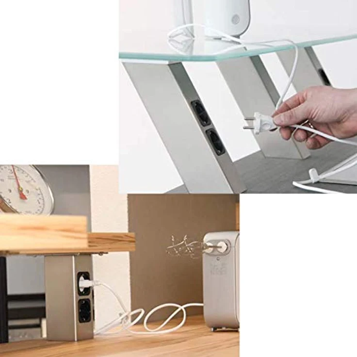 SOTECH Barkonsole schräg 170 x 80 x 70 mm in Edelstahloptik, mit 2 Schuko Steckdosen, 30 Kg Tragkraft, stabil und kompakt – Bild 5