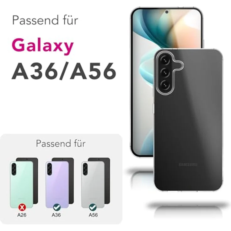Nalia AirFlex Smartphone-Hülle für Samsung Galaxy A36/A56, Transparente TPU Silikon Hülle mit Anti-Gelb Effekt und Display- & Kameraschutz – Bild 6