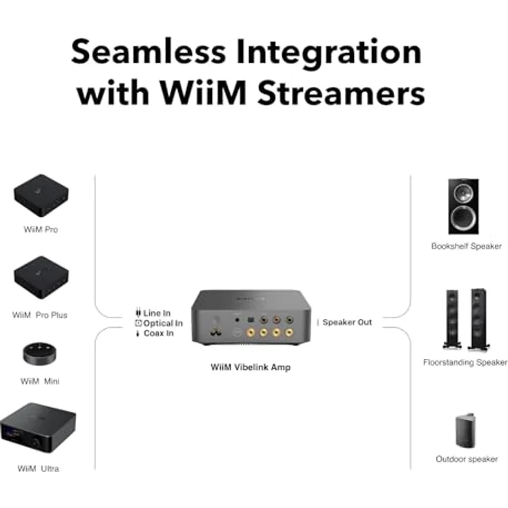 WiiM WiiM Vibelink Amp, Vollverstärker mit 100 Watt/Kanal, D/A-Wandler, Graphit-Grau – Bild 4