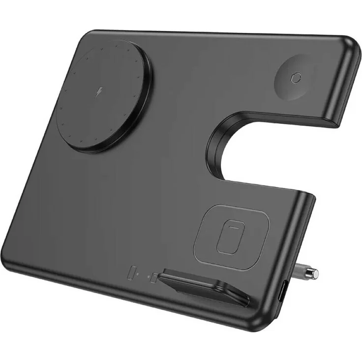 Hoco CQ1 3in1 Geek Folding Wireless Ladegerät, 15W Ausgabe für Smartphone, Apple Watch und TWS-Kopfhörer, schwarz