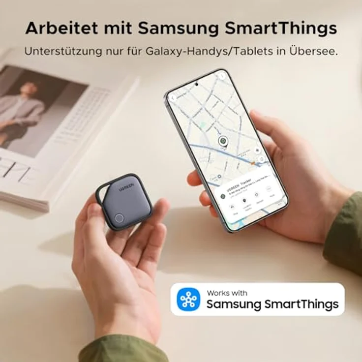 UGREEN FineTrack S, Bluetooth Tracker für Samsung SmartThings, 550 Tage Batterielaufzeit, Rückwärtssuche, 7 Tage Verlaufsverfolgung, 2 Stück – Bild 2