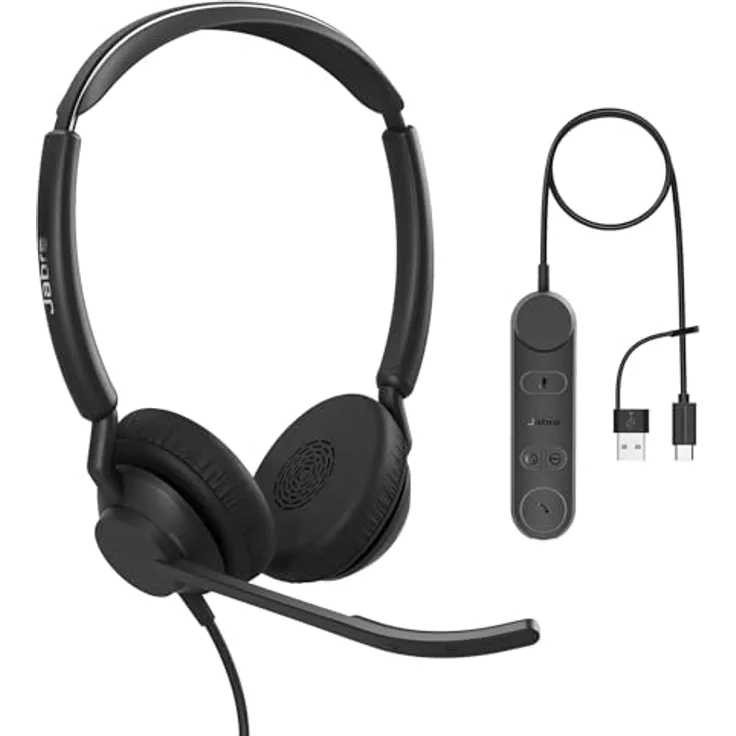 Jabra Eng. 50II Stereo, Kabelgebundenes On-Ear Headset mit 3-Mikrofon-System und Geräuschunterdrückung