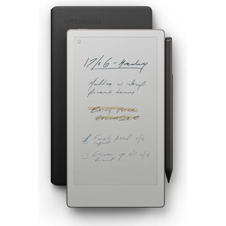 REMARKABLE Paper Pro Move + Marker Plus + Book Folio Premium Leder - Schwarz Digitales Notizbuch, Grau – Bild 1