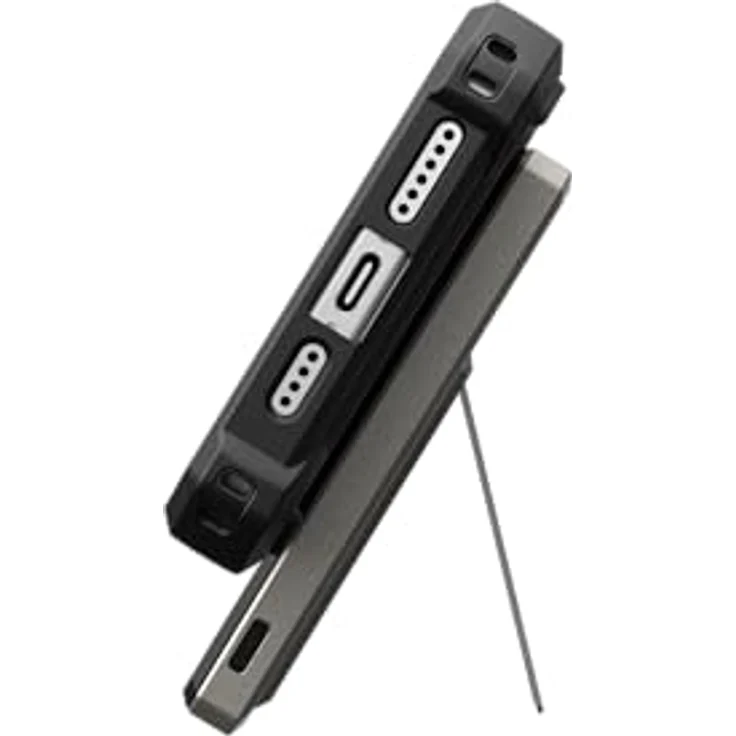 URBAN ARMOR GEAR Ultra Slim Rugged Powerbank magnetisch (5.000 mAh, Integrierter Ständer, 10 Watt Wireless-Charging) Schwarz / Titan – Bild 5