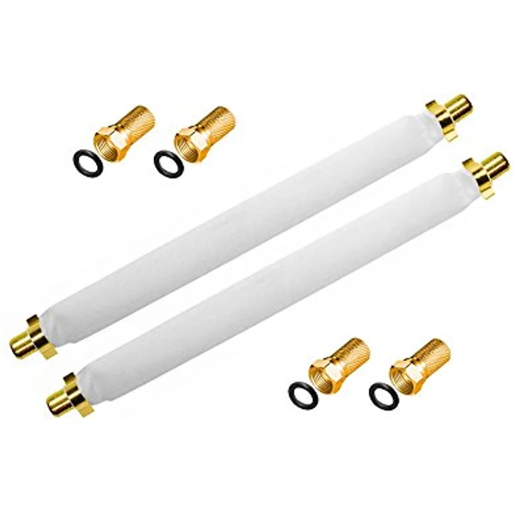ARLI Fensterdurchführung 2x 20 cm, selbstklebend mit 4x vergoldeten F-Steckern, 75 Ohm, ideal für Wohnmobile und Camping, SAT TV Koaxialkabel – Bild 1