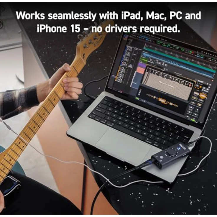 IK Multimedia iRig USB-C Gitarren-USB-Audiointerface für MAC und PC, hochauflösende Audioübertragung, AMP-Ausgang mit zwei FX/Thru-Modi, Eingangsverstärkungsregler, inkl. IK-App und Software-Paket – Bild 3