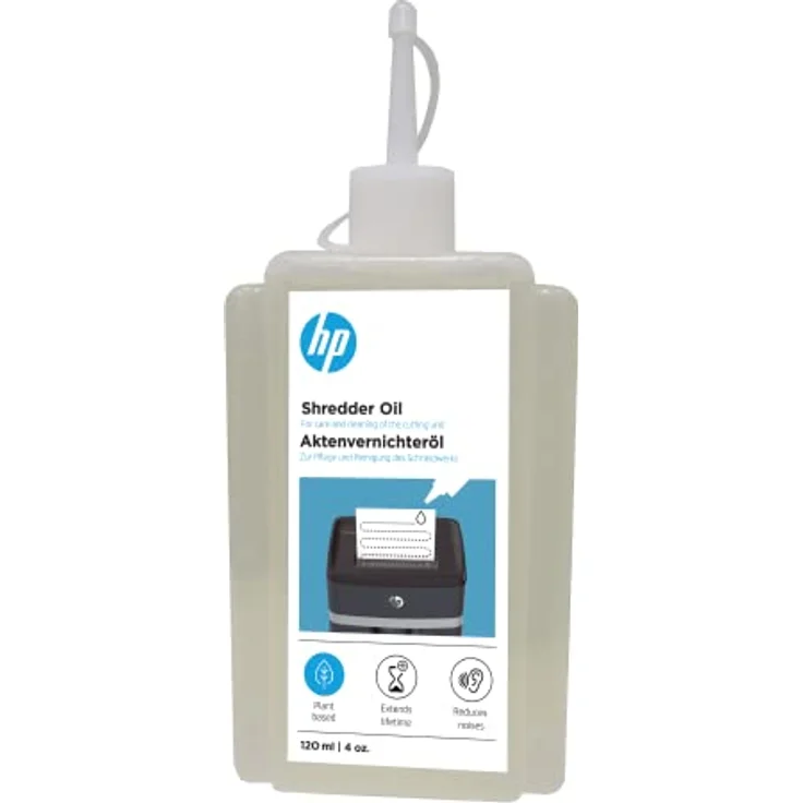 HP Aktenvernichter Öl, 120 ml Flasche, auf pflanzenbasis zur Pflege für Ihren Shredder, 9131 - Preisvergleich – Bild 1