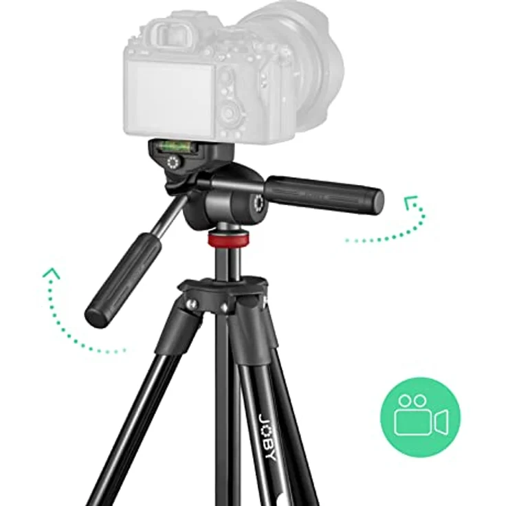 JOBY Compact Advanced, Kamerastativ mit 3-Weg-Kopf, universellem ¼-20" Schnellspanner und Tragetasche, für CSC, DSLR, spiegellose Kamera, Smartphone, Farbe: Schwarz – Bild 2