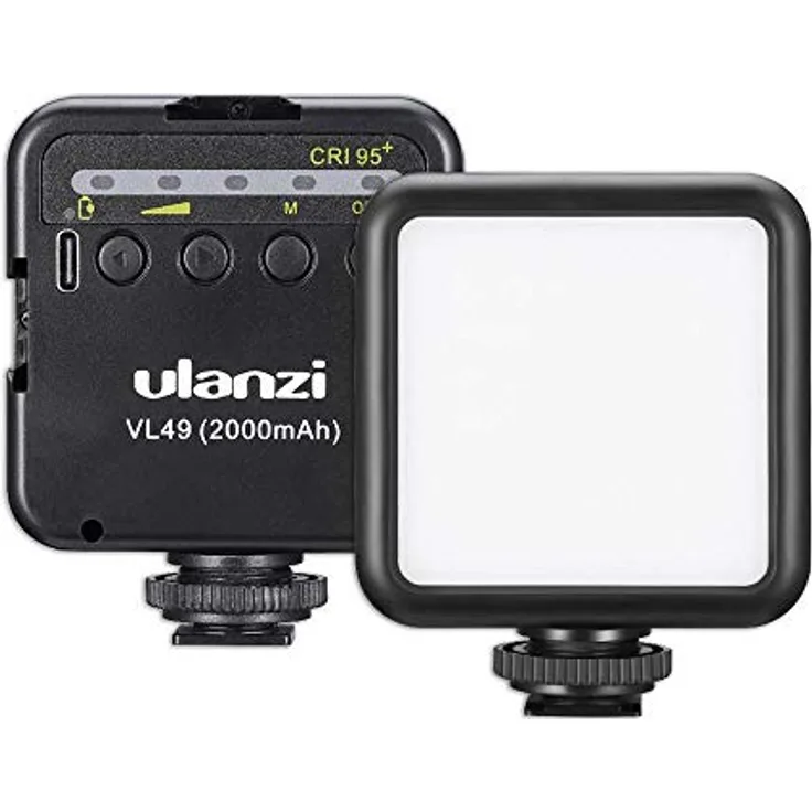 Ulanzi VL49 Mini LED Lampe für Smartphone und Kamera mit Einstellbarer Helligkeit 5500K CR95+ und 2000mAh Akku