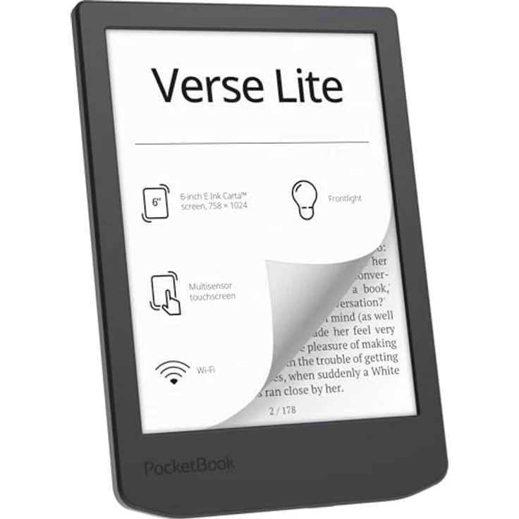 POCKETBOOK Verse Lite, 8 GB eReader mit 15,24 cm E Ink Carta Display und integrierter Beleuchtung, Midnight Grey – Bild 6