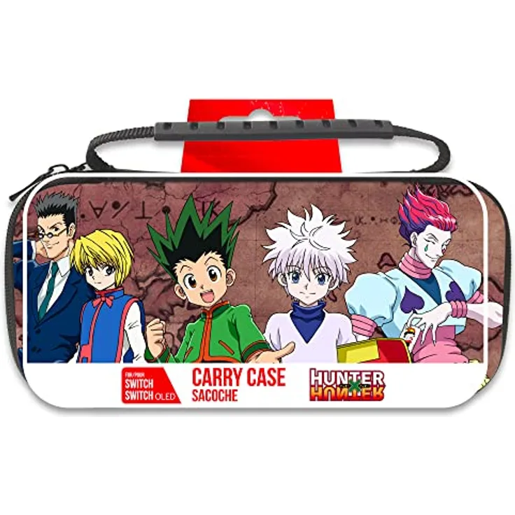 Trade Invaders Case Hunter X Hunter Slim, Schutztasche für Nintendo Switch und Switch OLED mit Hartschale und Schaumstoffpolsterung für Konsole und 10 Spiele