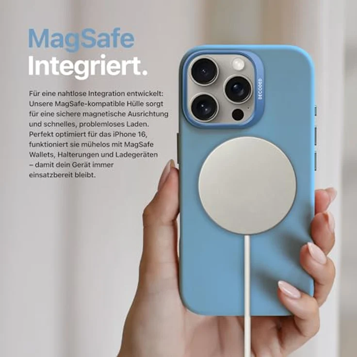 Decoded AntiMicrobial Silicone Backcover Case mit MagSafe für iPhone 16 Pro Max - Blau, Smartphone Hülle – Bild 8
