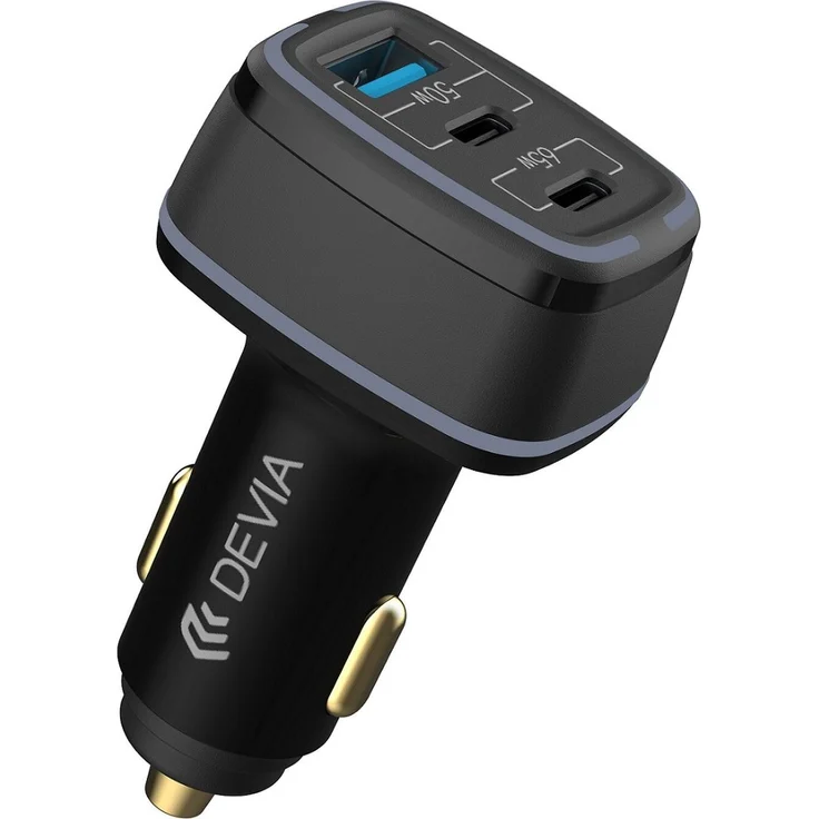 Devia Autoladegerät 115W Schnellladegerät mit 2x USB-C (65W, 20W) und 1x USB (30W), schwarz