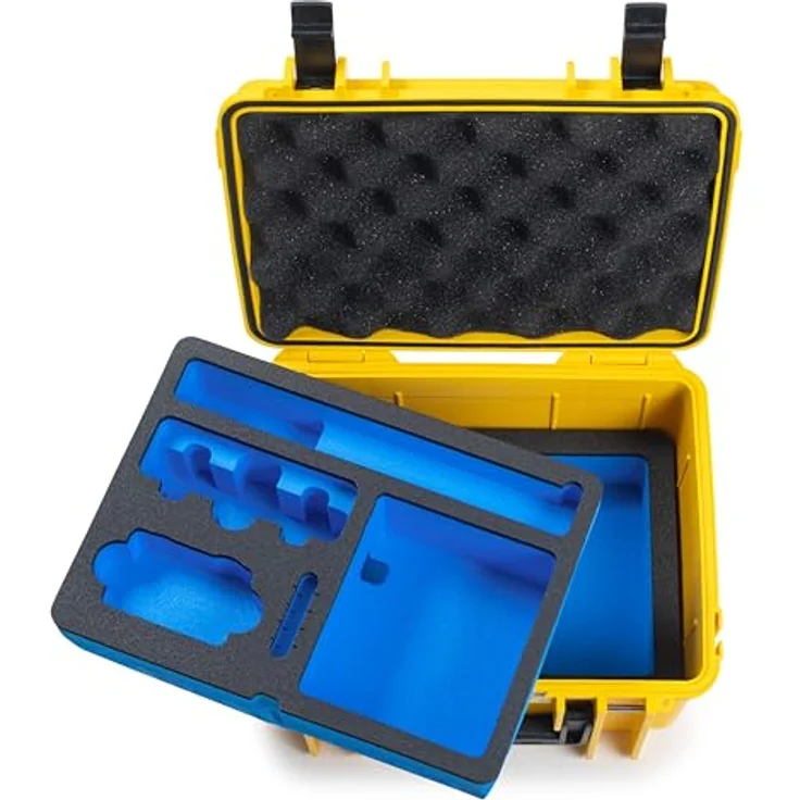 B & W International Transportkoffer, stabil und wasserdicht nach IP67, Innenmaße 250 x 175 x 95 mm, schwarz-blau Hartschaumanlage – Bild 4
