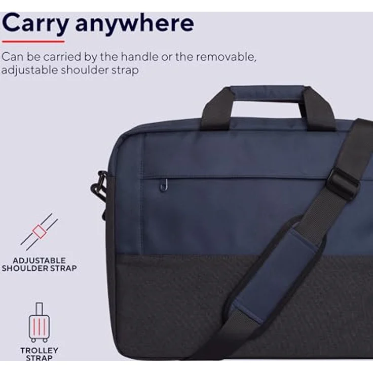 Trust Lisboa Laptoptasche 16 Zoll, Umhängetasche Herren Damen mit Trolley-Gurt, Tasche aus Recycelten PET-Flaschen, Arbeitstasche für Reisen Business MacBook Notebook HP Dell Asus Lenovo - Blau – Bild 4