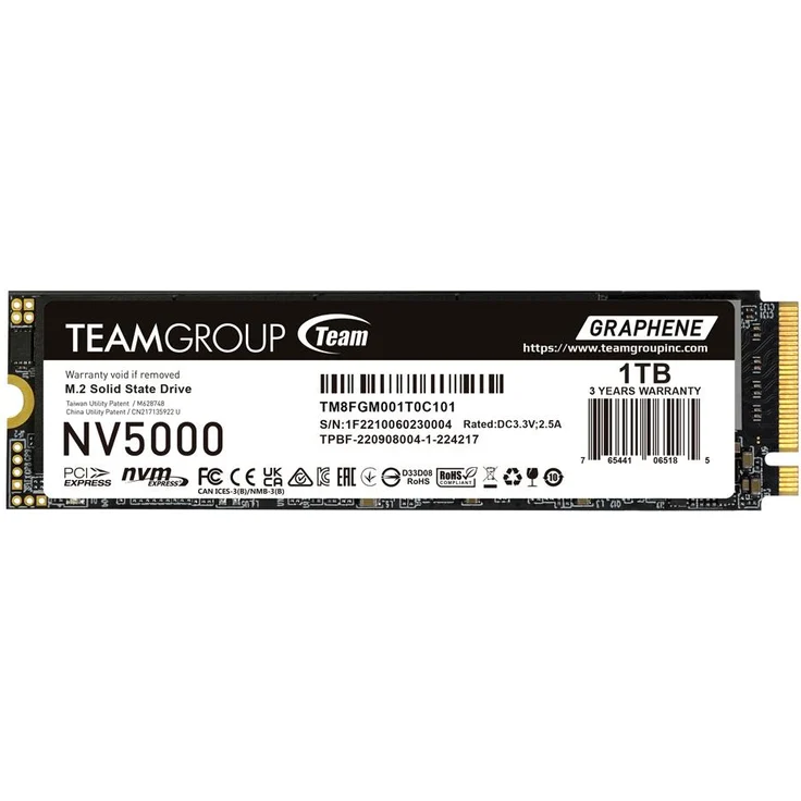 Team Group NV5000, 500 GB M.2 SSD, PCIe Gen4 mit 4500 MB/s Lesegeschwindigkeit